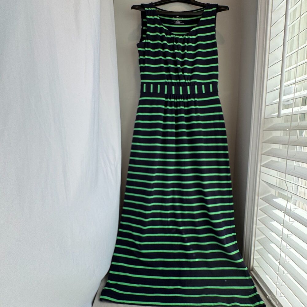 Talbots Striped Maxi Dress Sleeveless Blue Green Women’s XS